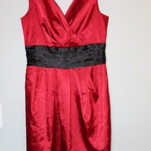 Rickis Red and Black Silk/Satin Cocktail Dress